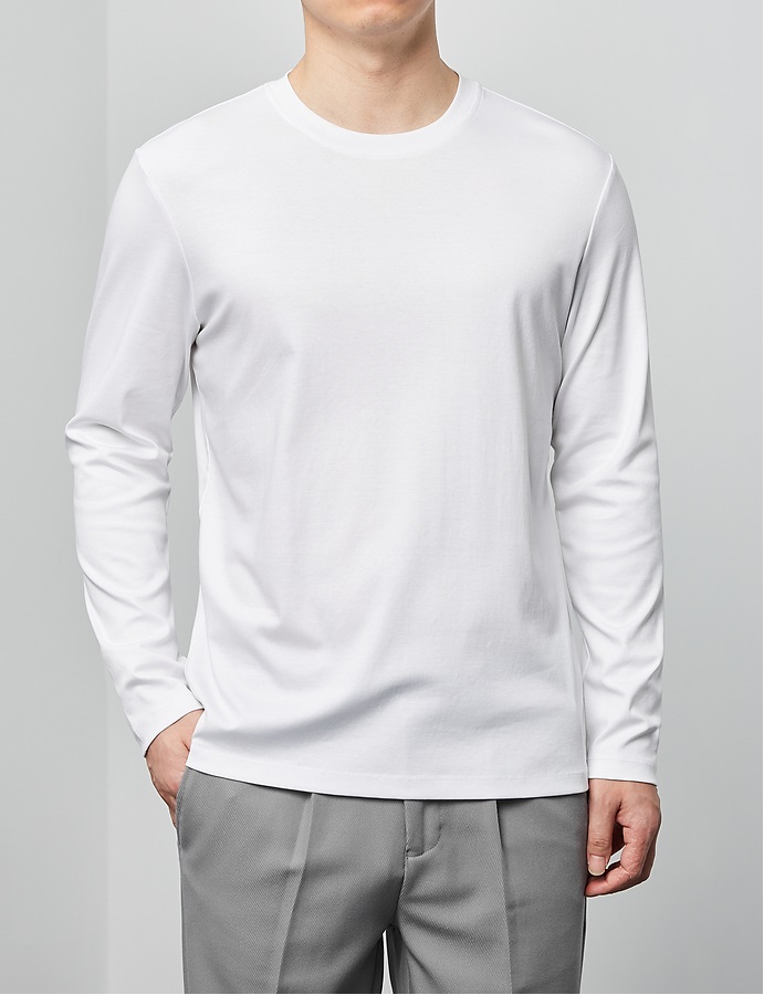 Regular jersey cotton long sleeve top