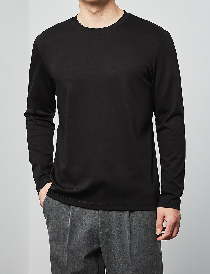 Regular jersey cotton long sleeve top